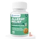 WELMATE - Alivio de la alergia - Fexofenadine HCl 60 mg - 12 horas Antihistamínico antihistamínico no somnoliente - Runny Nose - Itchy Eyes, Nose & Throat - Indoor &amp; Outdoor Alergy Relief Tablets - 100 Count