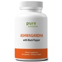 PureNature Ashwagandha con Black Pepper Extracto 60 cápsulas de verduras
