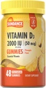 Sundance Vitamin D3 Gummies ANTE 2000 UI ANTE 48 Cuenta ANTERIOR Pineapple Flavor ANTE Végetarian, Non-GMO, y Gluten Free Supplement