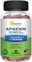 Apigenin 100mg con L-Theanine 100mg Gummies - Suplemento de apigenina para el sueño - Extracto natural Gummy Alternativa a cápsulas, píldoras, polvo &amp; té - 2 per Serving
