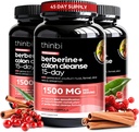 Colon Cleanse Berberine Suplemento 1500mg - 3 Pack - 15-Day Extra Strength for Men &amp; Women w/Senna Leaf, Fast-Acting Natural Laxative for Constipation Relief, Gut Health -Made in USA