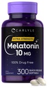 Carlyle Melatonin 10mg TEN 300 Softgels ANTE Extra Strength Support for Adults Silencio Non-GMO, Gluten Free Supplement