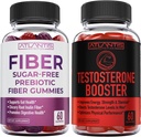 Atlantis Nutrición Azúcar Gummies de fibra prebiótica para adultos 60 Gummies + testosterona Booster 2-Pack (120 Gummies)