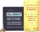 Conjunto de Alivio " Dormir " Silencioso " Soporte conjunto con Melatonina, Ashwagandha, Tamaflex® Turmeric, y Pea vivieron Restful Sleep " Joint Supplements Pack
