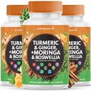 Turmeric Moringa 50000mg Suplemento Silencio Ginger Boswellia 3000mg Saffron 2000mg Holy Basil- Joint Support Suplemento para Mujeres y Hombres con Ceyl Cinnamon, Quercetin, Tart Cherry- 360 Conde