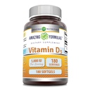 Fórmulas asombrosas Vitamina D3 (Cholecalciferol) Suplemento TEN 5000 UI por Serving TEN 180 Softgels TEN NO-GMO ANTE Gluten-Free TEN Made in USA