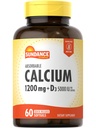 Sundance Calcio 1200 mg con Vitamina D3 5000 UI ANTE 60 Softgels Absorbable ← No GMO &amp; Gluten Suplemento Gratis