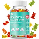 BIO VITALICA Sea Moss Gummies Elderberry BioVitalica - Vitamina C D + Zinc - Irish Seamoss Vegan Gummy with Sea Moss Gel & Powder for Immunity, Detox - para adultos y niños