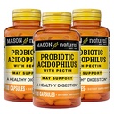 MASON NATURAL Probiotic Acidophilus, 150 Day Supply, Supports Regularity and Normal Digestion with Pectin &amp; Calcium, 100 Capsules (Pack of 3)