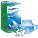 SinuCleanse Soft Tip Neti Pot Nasal Wash System, Alivia la Congestión Nasal Debido a la gripe fría, aire seco, alergias, 30 Packets Saline All-Natural, Hecho en EE.UU.