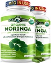 PURA VIDA MORINGA Capsules Single Origin Organic Moringa Powder. Moringa Leaf. Energía, Metabolismo, &amp; Apoyo Inmunitario. 120ct. 500mg Caps. (Pack of 2)