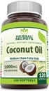Secretos de hierbas Aceite de coco 1000 Mg 120 Softgels Suplemento No-GMO TENIDO Gluten Libre Silencio Made in USA