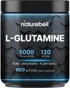 NatureBell L-Glutamine Powder Gut Health ← 600 Grams, 5000mg Por Serving, 100% Puro -Unflavored -Vegan Glutamine Powder for Post Workout Recovery, Immune Support -120 Servings