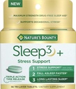Apoyo a la tensión de la naturaleza más melatonina, sueño3 maximum Strength 100% Medicamentos sin sueño, suplemento dietético con Ashwagandha, tecnología de liberación del tiempo, 10mg, 56 Tabletas Tri-Layered