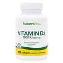 Natures Plus Vitamina D3 (Cholecalciferol) - 1000 iu, 180 Softgels - Soporte nutricional para huesos saludables &amp; soporte de sistema inmunitario - Forma activa biodisponible - Sin gluten - 180 Servimientos