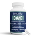 LongJuvity Calcium Alpha-Ketoglutarate Time Release AKG Supplement (1,000mg Por Serving) - Gut Heath, Bone Health, Anti Aging &amp; Longevity - Independently Lab Tested (60 Enteric Coated Capsules)