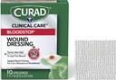CURAD BloodStop® Wound Dressing | 1” x 1” | Hemostatic Gauze Helps Stop Bleeding Quickly | For Cuts, Abrasions or Nosebleeds | 10 Count