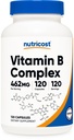 Complejo de vitamina B de alta potencia Nutricost 462mg, 120 cápsulas - con vitamina C - Complejo de energía
