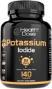 Salud Dose Potassium Iodide (KI) - 130mg, 140 Tablets - Protección tiroidea a corto plazo, Suplemento de yodo " Apoyo a la salud tiroidea. Suministro de mes completo.