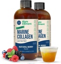 Líquido Collagen marino tóxico Wild Caught Cod - Hidrolyzed Keratin Peptide, Hialuronic Acid " Biotin - Healthy Hair, Skin " Nails - Made in USA - Natural Berry, 8.00 Fl Oz (2-Pack)