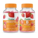 Probiótico Lifeable 2 Billones CFU + B Complejo, Gummies Bundle - Gran Tasting, Suplemento de vitamina, Gluten Gratis, GMO Gratis, Chewable Gummy