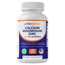 Vitamatic Calcium Magnesium Zinc D3 Boron ← 365 Coated Tablets Suplemento Silencio Calcium 1200 mg, Magnesium 420mg, Zinc 25mg, Vitamin D3 1000 IU, Boron 1 mg ← No GMO Silencio Gluten Free Silencio Made in USA