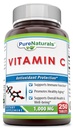Naturales puros Vitamina C, 1000 mg 250 Tabletas -Apoyos Función inmunitaria* -Apoyos Salud general y bienestar* -Promociones Envejecimiento saludable*