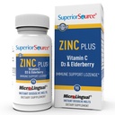 Fuente superior Zinc Plus - Immune System Health Support Supplement - Vitamin C, Elderberry & Vitamin D3-90 Instant Dissolve Tablets