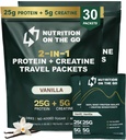 Nutrición en los paquetes de aislamiento de proteínas Go Whey con crema – 25g Proteína + 5g Creatina – Polvo de proteína de un solo paso – Vainilla (30-Pack)