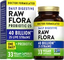 La verdad de la naturaleza Flora cruda Probiótico con prebióticos Silencio 40 Billion CFU Silencio Digestivo diario capsules veganos Silencio Gluten Suplemento gratis para hombres y mujeres
