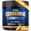 Berberine Supplement, High Strength Berberine 1500MG, 180 Caps - Plus Citrus Bergamot, Berberine HCI Root Supplements - Metabolic, AMPK Support Healthy Weight Management - Vegan, Organic, Non-GMO
