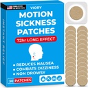 VIORY Motion Sickness Patches for Car and Boat Rides, Ships, Cruise and Airplane &amp; Other Forms of Transport - Travel Essentials, for Adults and Kids (30 Count)