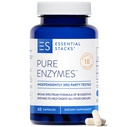 Esenciales Esenciales Cigüeñas Digestivas Puras (Gluten, Dairy &amp; Soy Gratis) - 18 Enzimas para la Digestión incl. Amylase, Lipase " Lactase - Vegetarian " Non-GMO (60 cápsulas)