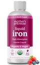 Suplemento Orgánica de Hierro Líquido para Mujeres, Hombres y Niños con Vitamina C TENIDO Sugar Gratuito de Berry Natural Flavor No Constipating Vegan Ferrochel® Iron Suplementos para Sangre Saludable, Prenatal &amp; Postnatal