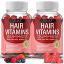 Suplemento de las vitaminas del pelo - Más rápido crecimiento del cabello Gummy 5000mcg Biotina, ácido fólico, vitamina C &amp; E, soporte más fuerte " cabello delgado, piel, uñas, no GMO, para hombres mujeres, 60 gomas saboreados de Berry