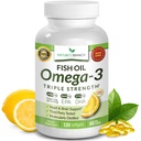 Mejor triple fuerza omega 3 Fish Oil Pills 2400mg  durable 120 Capsules  durable Burpless High Potency Lemon Flavor  864mg EPA 576mg DHA Ultra Pure Liquid Softgels Silencioso articulaciones Ojos Hair Heart Health Supplement
