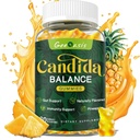 Candida Support Oregano Oil Gummies, Candida Cleanse Detox Suplemento para Hombres Mujer, Apoyo Gut Health &amp; Immune Support, Natural Pineapple Flavor, 60 Condes