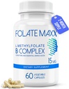 FolateMaxx L-Methylfolate + B12 Methylcobalamin & B6 Blend (15mg) - 60 cápsulas - Active B-Complex with Cofactores & Essential Amino Acids - Non GMO, Gluten Free, No Fillers