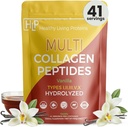 Proteínas vivas saludables - Péptidos multi colágeno hidrolizado Tipos de pólvora I, II, III, V &amp; X - Grass Fed Bovine, Wild Caught Marine, Free Range Chicken - Gluten Free (Vanilla, 16 oz)