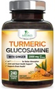 Curcumina Turmérica Suplemento 2000mg - 95% Curcuminoides con Glucosamina, Ginger &amp; MSM, BioPerine Black Pepper para la mejor absorción, Apoyo Conjunto Vegano de la Naturaleza, Non-GMO, Botellado en EE.UU. - 240 cápsulas