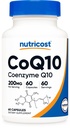 Nutricost CoQ10 200mg, 60 cápsulas vegetarianas, 60 prestaciones - alta absorción, vegetariano, no GMO, Coenzima Q10