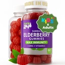 Sambucus Elderberry Gummies + Vitamina C + Zinc para Adultos Niños, X3 Immune Support, Sabores Naturales + Ingredientes, Vegan, No GMO, Made in USA (60)