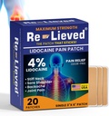 Re-Vivido 4% Lidocaine Patches Maximum Strength - Aluminum-Free, Water Resistant and USA Made -Superior Sticking Pain Relief Patches Quickly Relieves Back, Joints and Muscle Pain-3x6 Inches (20 Conde)