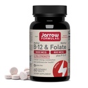 Jarrow Formulas Methyl B-12 & Methyl Folate - 60 Chewable Tablets, Cherry - Bioactive Vitamin B12 &amp; B9 - Apoya la producción de energía, Función cerebral &amp; Metabolismo - Gluten Free - 60 Servings