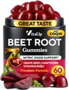 Gotas de remolacha – Gummies de remolacha – Suplementos de remolacha roja con remolacha, semillas de uva, coq10, vitamina C &amp; B12 – 60 cerdas de remolacha
