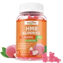 HMB y Leucine Gummies Suplemento: HMB Suplementos para hombres 1500mg y Leucine Aminoácidos para la recuperación muscular Aumentar Masa muscular Mejorar la resistencia No GMO Azúcar Peach 60 Gummies