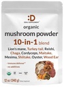 SUPLEMENTO DEAL Suplemento Orgánica de Mushroom Powder, 12oz – 10 en 1 Active Blend – Shiitake, Lions Mane, Cordyceps, Chaga, con Más –Supports Immune, Energy, " Brain Health – Non-GMO, Vegan