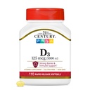 21st Century Healthcare Vitamin D3 125 mcg (5,000 UI) Rapid Release Softgels, 110 Conde