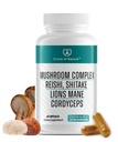 Suplemento Complejo Complejo de Mushroom de Booster Cerebro, elevador de Mood natural con 10 salones de funciones, leones Mane, Reishi, Cordyceps y 7 Más en cápsulas 1330mg Hecho en EE.UU., 60 cápsulas
