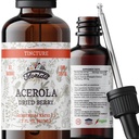 Acerola Tincture (Vitamin C), Extracto de Acerola Orgánica (Malpighia Glabra) Berry seco para sangre, corazón, arterias, no transgénico en glicerina vegetal orgánica prendida, Florida Herbs Suplementos
